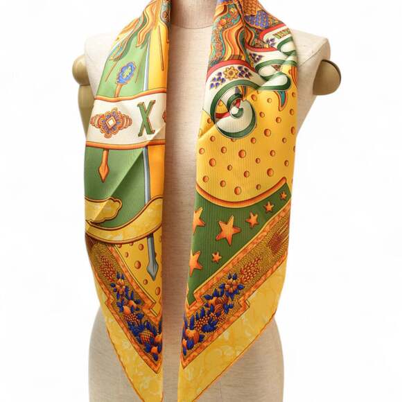 HERMES Yellow Silk Scarf - Picture 5 of 9